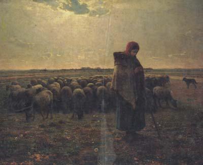 jean-francois millet Shepherdess with her flock (san17) China oil painting art